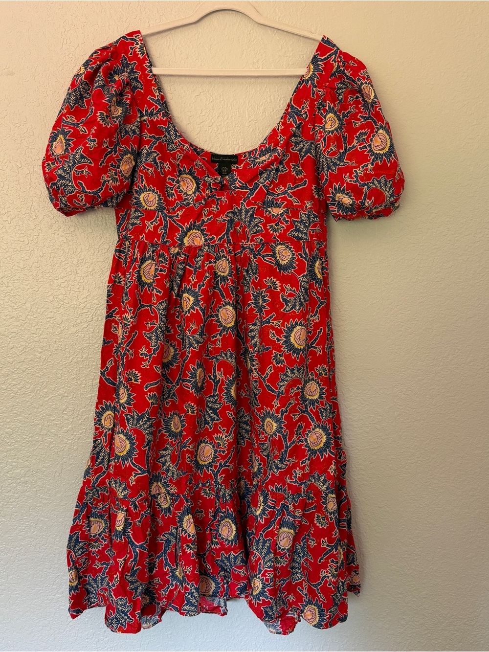 House of Harlow 1960 Red and Navy Floral Dress